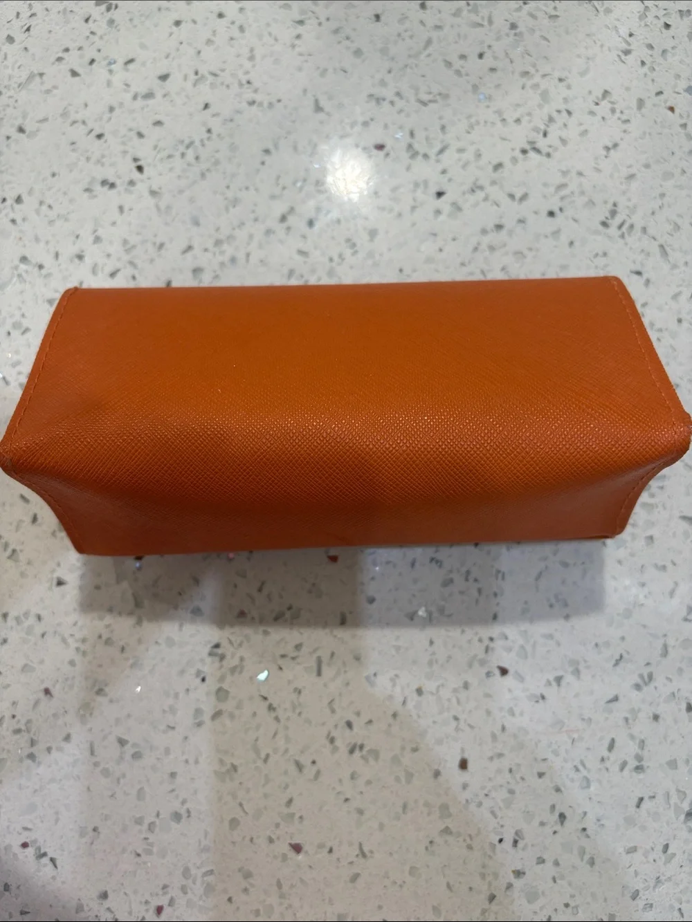 Tory Burch Orange Saffiano Leather Cosmetic Case with Gold Logo